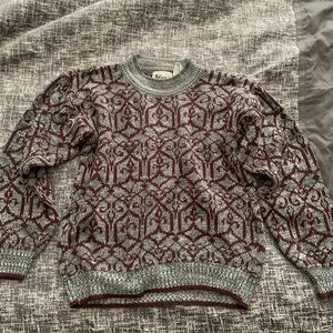 Grey and burgundy “Grandpa sweater”